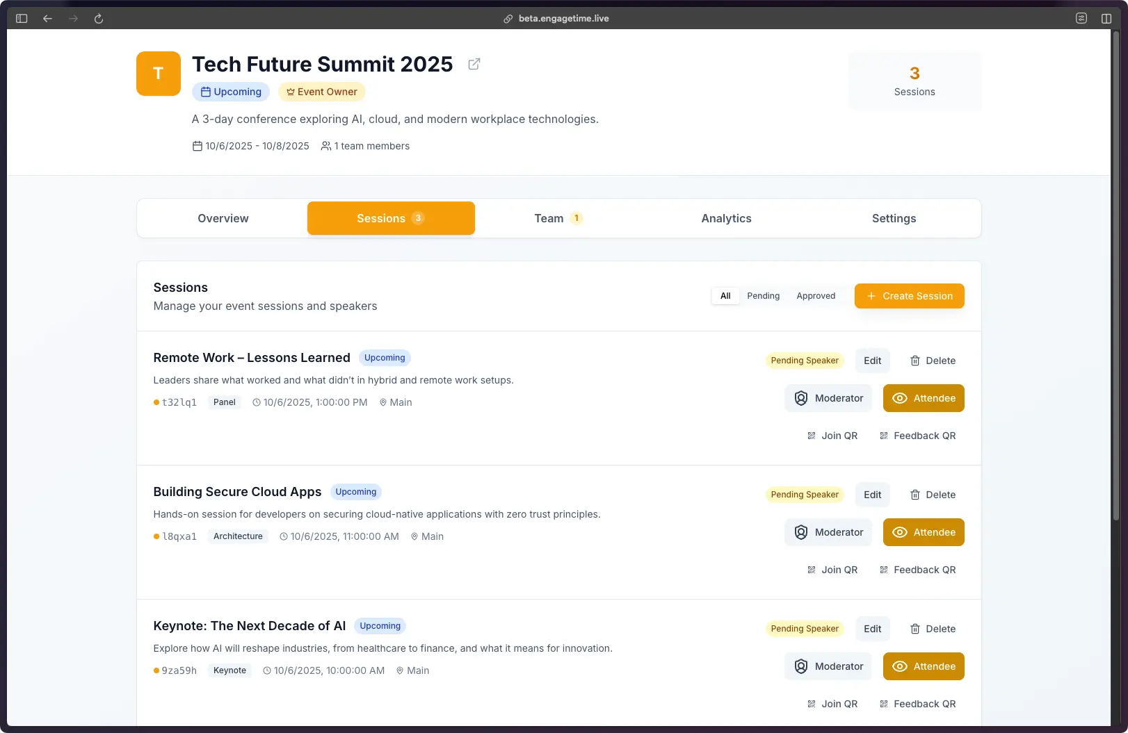 Event Management & Scheduling interface preview